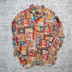 Vintage Crepros Abstract Pure Silk Button Front Shirt 90's - Men’s Small